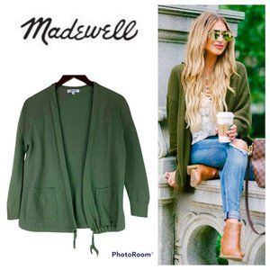 Madewell Palisades Open Cardigan Sweater XS Green Pockets